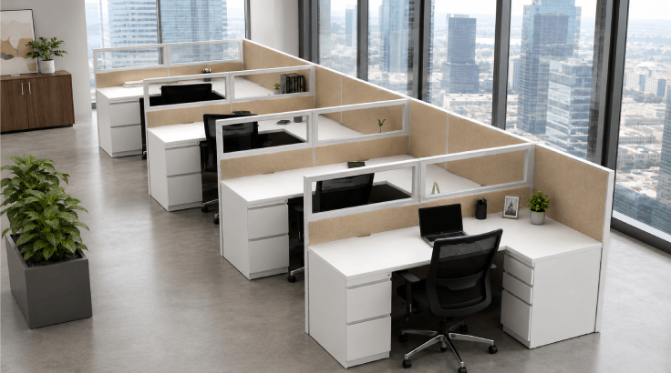 Semi Private In-line Row 6' x 6' Cubicle with Modern Glass room view