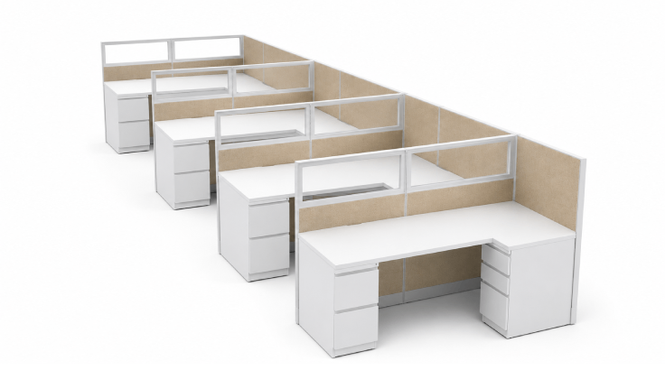 Semi Private In-line Row 6' x 6' Cubicle with Modern Glass product view