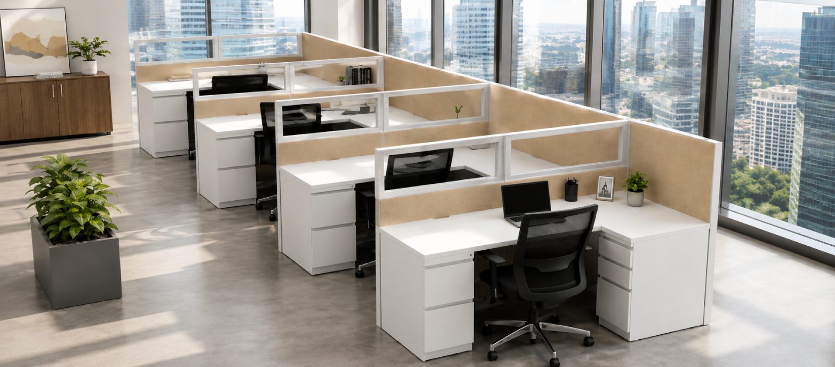 Semi Private In-line Row 6' x 6' Cubicle with Modern Glass