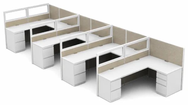 Semi Private In-line Row 6' x 6' Cubicle with Modern Glass