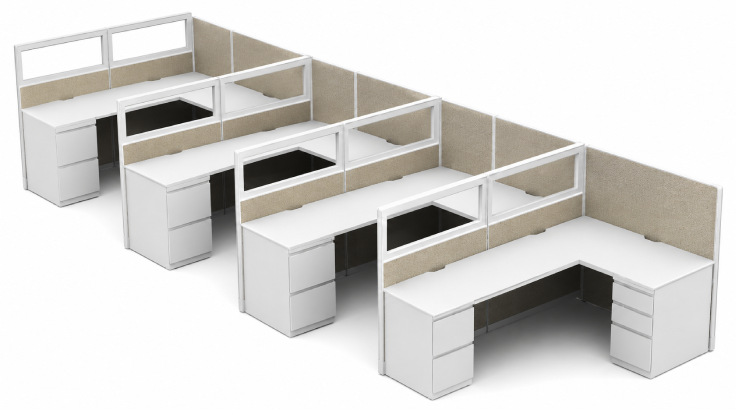 Semi Private In-line Row 6' x 6' Cubicle with Modern Glass