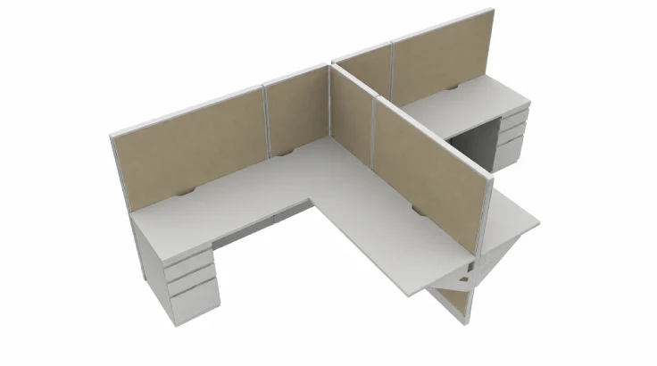 Side by Side Two Pod Semi Private 6' x '6 Cubicle with Drawer Storage product view