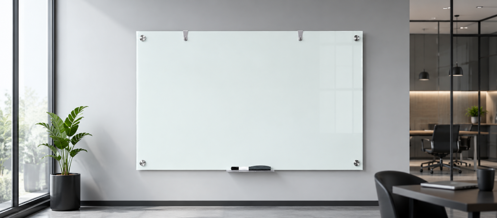 Wall-Mounted Magnetic Glass Dry Erase Board