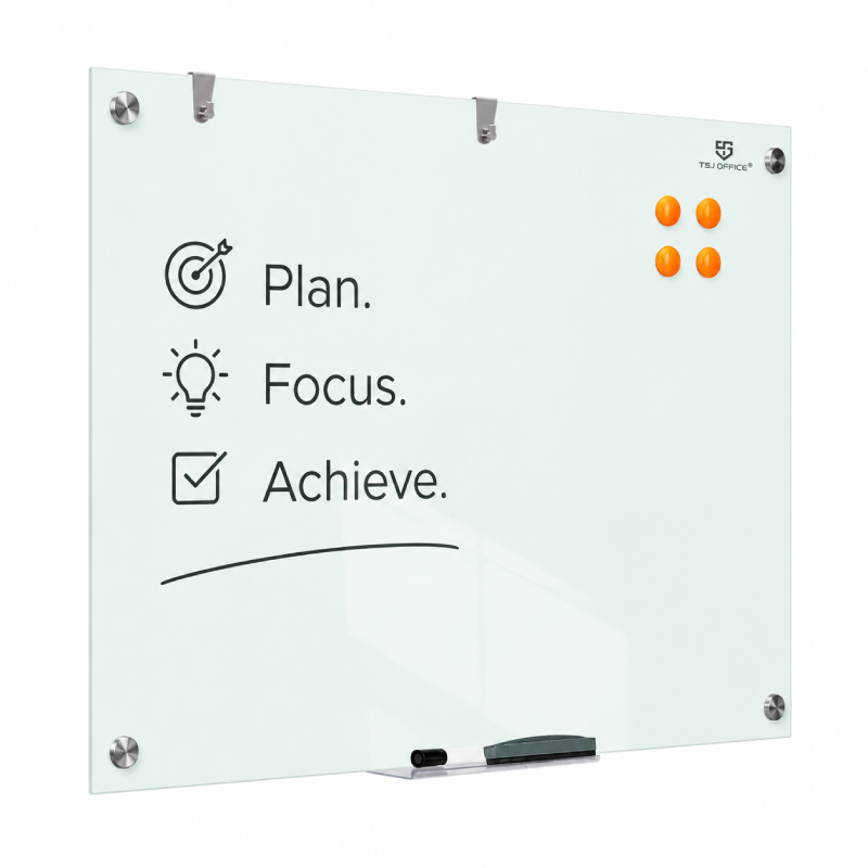 Wall-Mounted Magnetic Glass Dry Erase Board