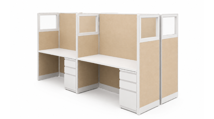 Modern Private 5' x 2' Cubicle with Drawer Storage2