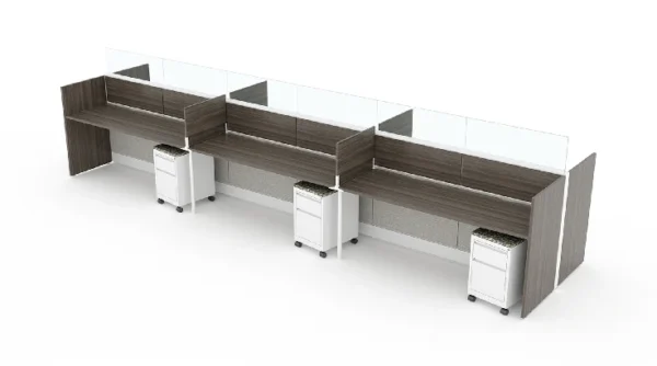 6 Person Open Low 6x2 Cubicle with Modern Glass-typ1