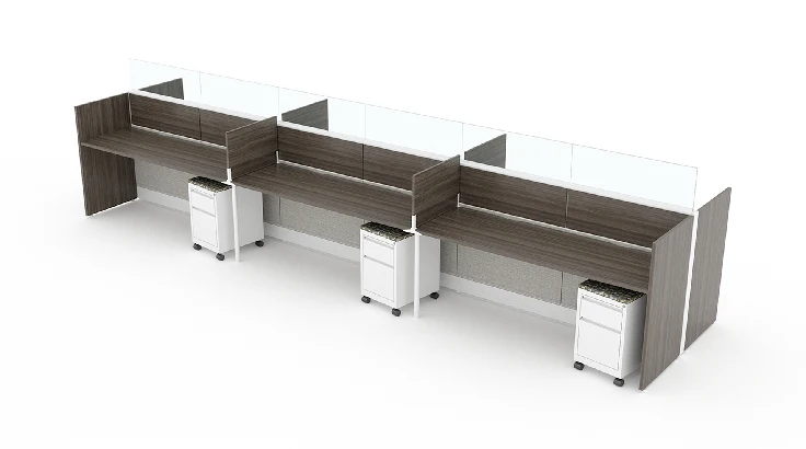6 Person Open Low 6x2 Cubicle with Modern Glass-typ1