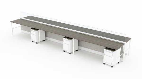 6 Person Open Low 6x2 Cubicle with Modern Glass-typ1