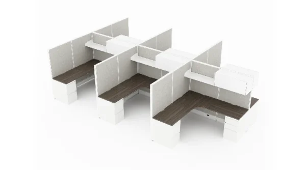 6 Person Private 6x6 Cubicle with Open_Closed Overhead Storage-typ1