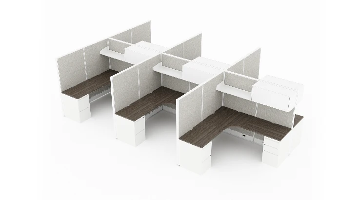 6 Person Private 6x6 Cubicle with Open_Closed Overhead Storage-typ1