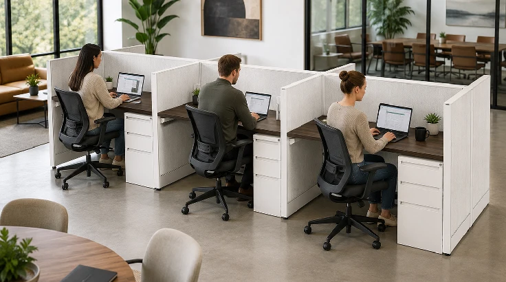 6 Person Semi Private 42"x24" Cubicle - Quickship room view