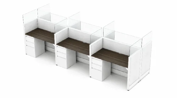6 Person Semi Private 4x2 Cubicle with Modern Glass - Quickship-typ1