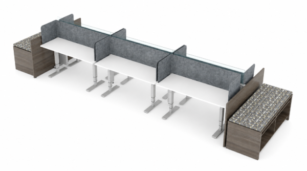 6 Person Semi Private 5x2 Corner Cubicle with Modern Glass-product