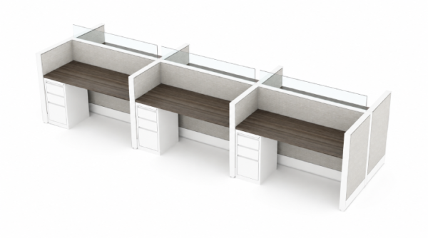 6 Person Semi Private 5x2 Corner Cubicle with Modern Glass