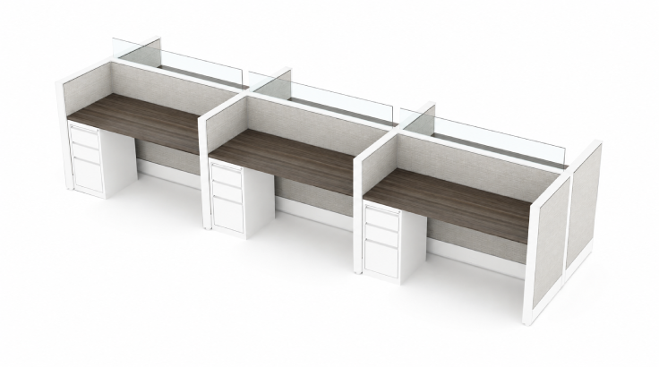 6 Person Semi Private 5x2 Corner Cubicle with Modern Glass product view