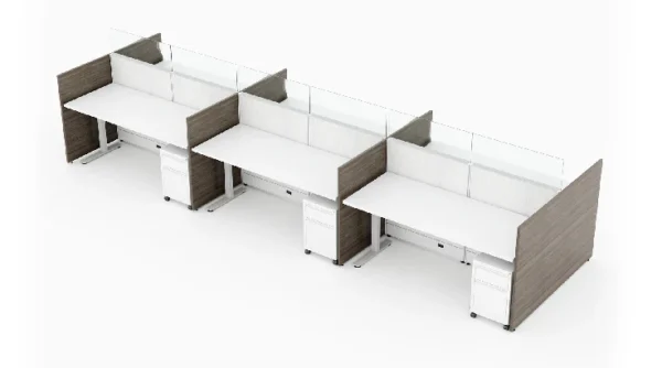 6 Person Semi Private 6_x2 Cubicle with Height Adjustable Worksurface- typ1
