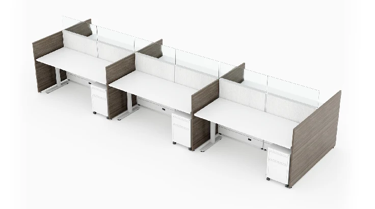 6 Person Semi Private 6"x2 Cubicle with Height Adjustable Worksurface- Quickship product view