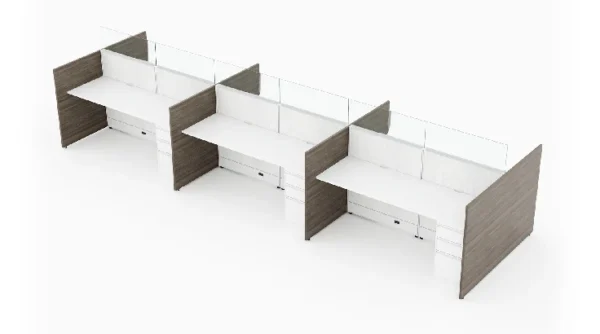 6 Person Semi Private 6_x2 Cubicle with Modern Glass- Quickship-typ1