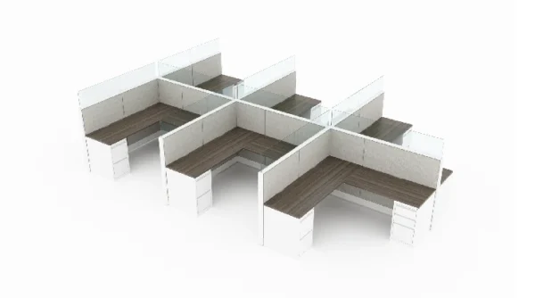 6 Person Semi Private 6x6 Corner Cubicle with Modern Glass-typ1