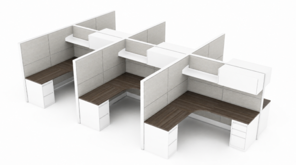 6 Person Semi Private 6x6 Corner Cubicle with Open_Closed Upper Storage-product