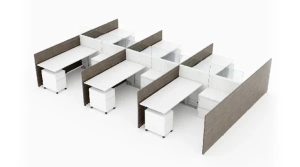 6 Person Semi Private 6x6 Cubicle with Modern Glass - Quickship-typ1