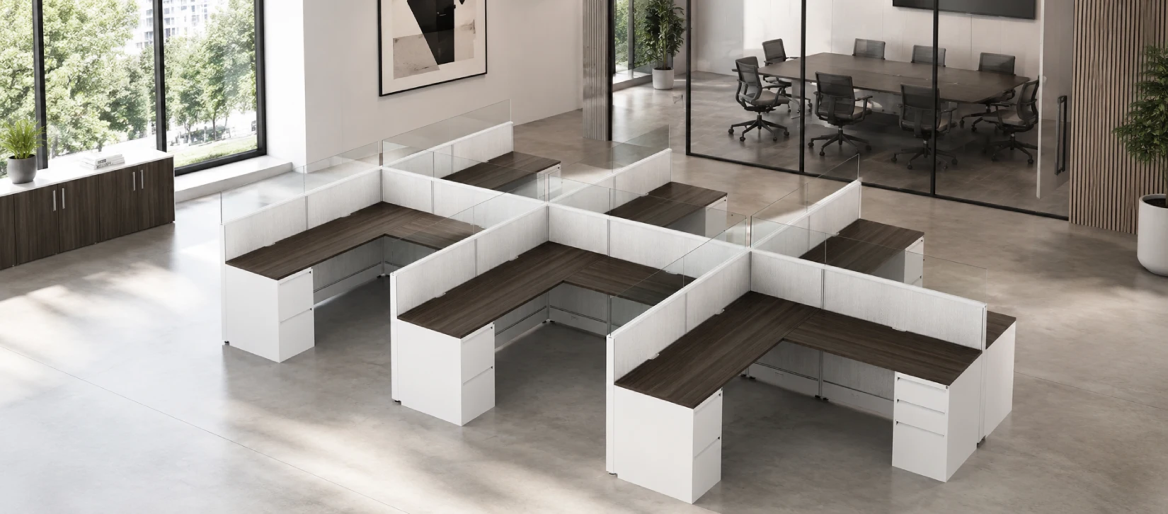 6 Person Semi Private 6x6 Cubicle with Modern Glass -Quickship