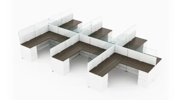 6 Person Semi Private 6x6 Cubicle with Modern Glass-typ1