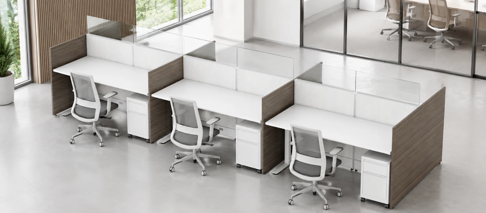 6 Person Semi Private 6x6 Cubicle with Modern Glass – Quickship