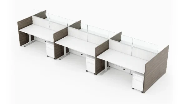 6 Person Semi Private 6x6 Cubicle with Modern Glass – Quickship-typ1
