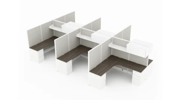 6 Person Semi Private 6x6 Cubicle with Open_Closed Upper Storage -Quickship-typ1
