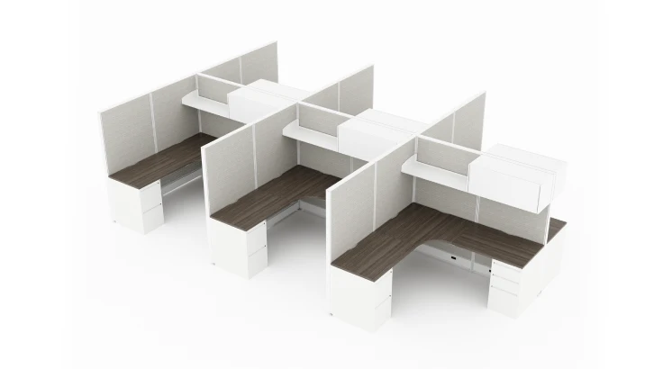 6 Person Semi Private 6x6 Cubicle with Open/Closed Upper Storage -Quickship product view