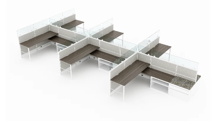 6 Person Semi Private 6x8 Cubicle with Full Glass Stackers-typ1