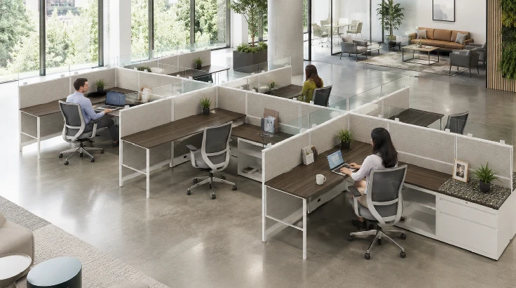 6 Person Semi Private 6x8 Cubicle with Full Glass Stackers room view