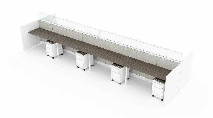 8 Person Low Open 5x3 Cubicle with Glass Spine Panels-typ1