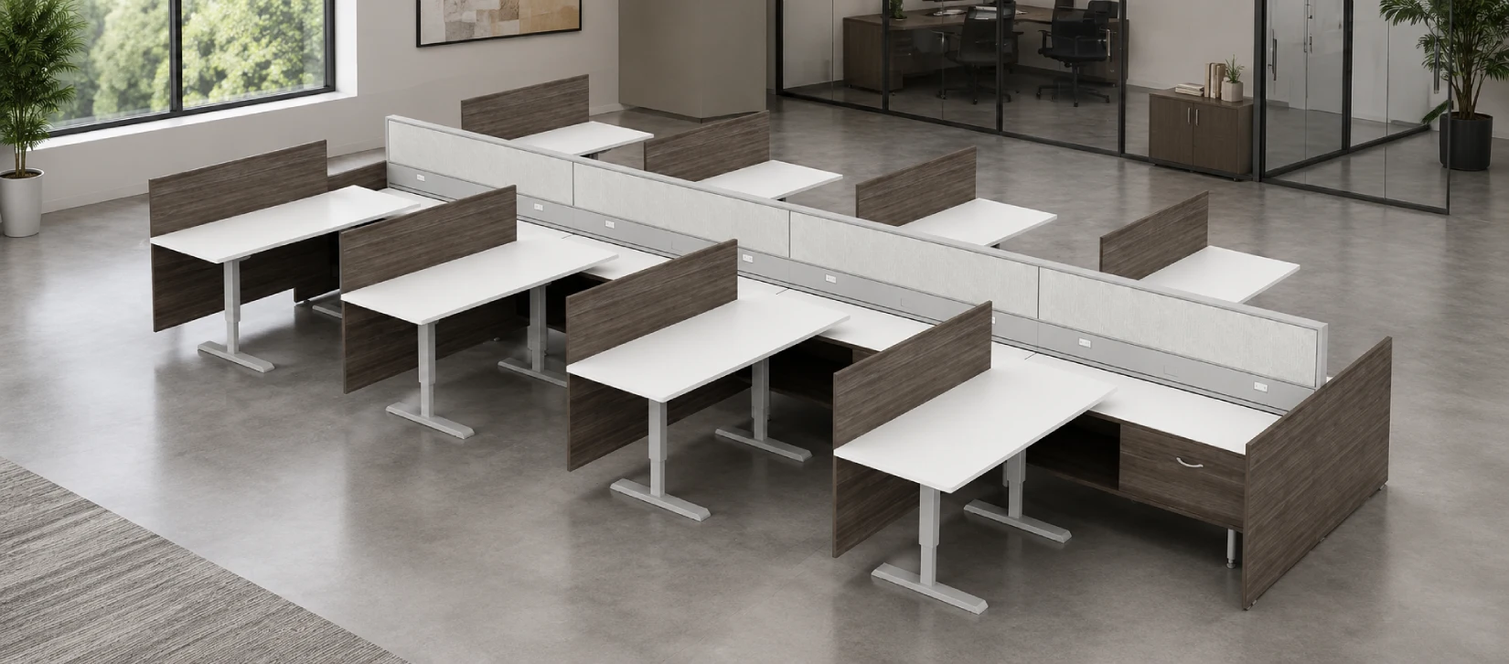 8 Person Semi Private 5x6 Cubicle with Height Adjustable Worksurface