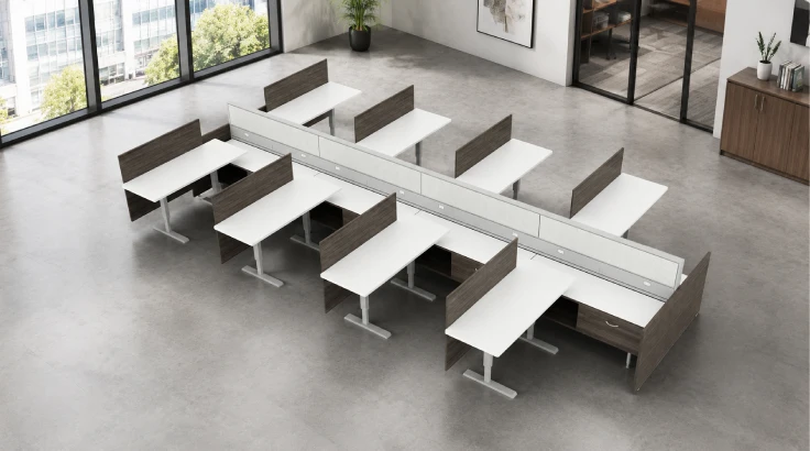 8 Person Semi Private 5x6 Cubicle with Height Adjustable Worksurface room view