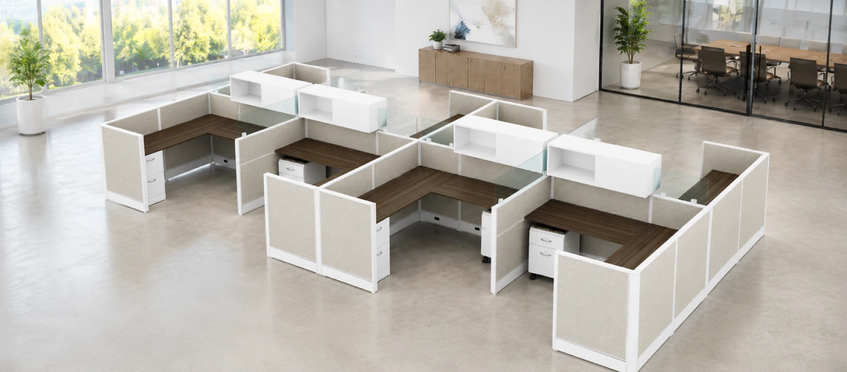 8 Person Semi Private 6x6 Cubicle with Closed Upper Storage