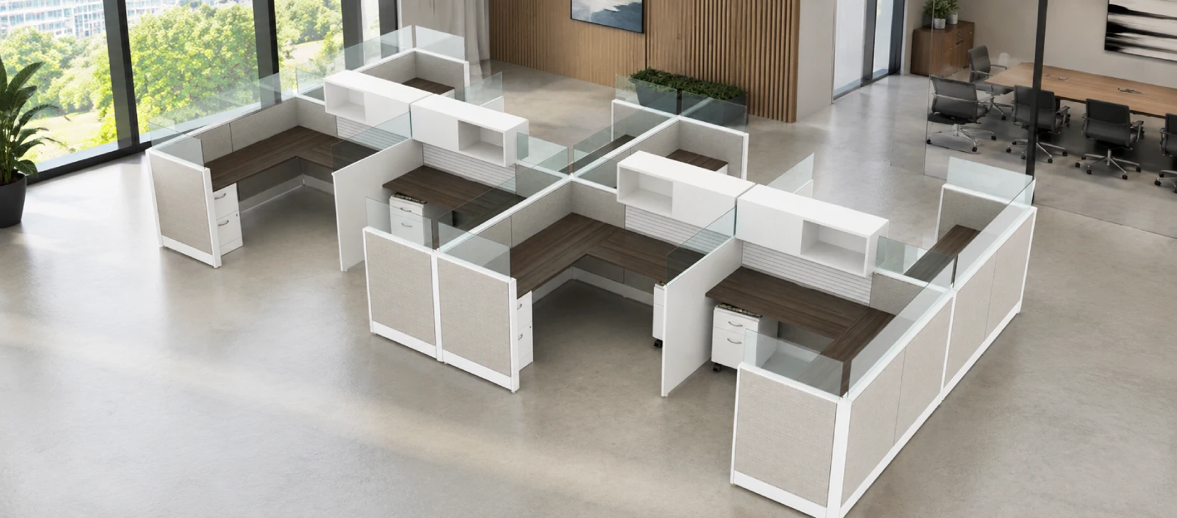 8 Person Semi Private 6x6 Cubicle with Closed Upper Storage