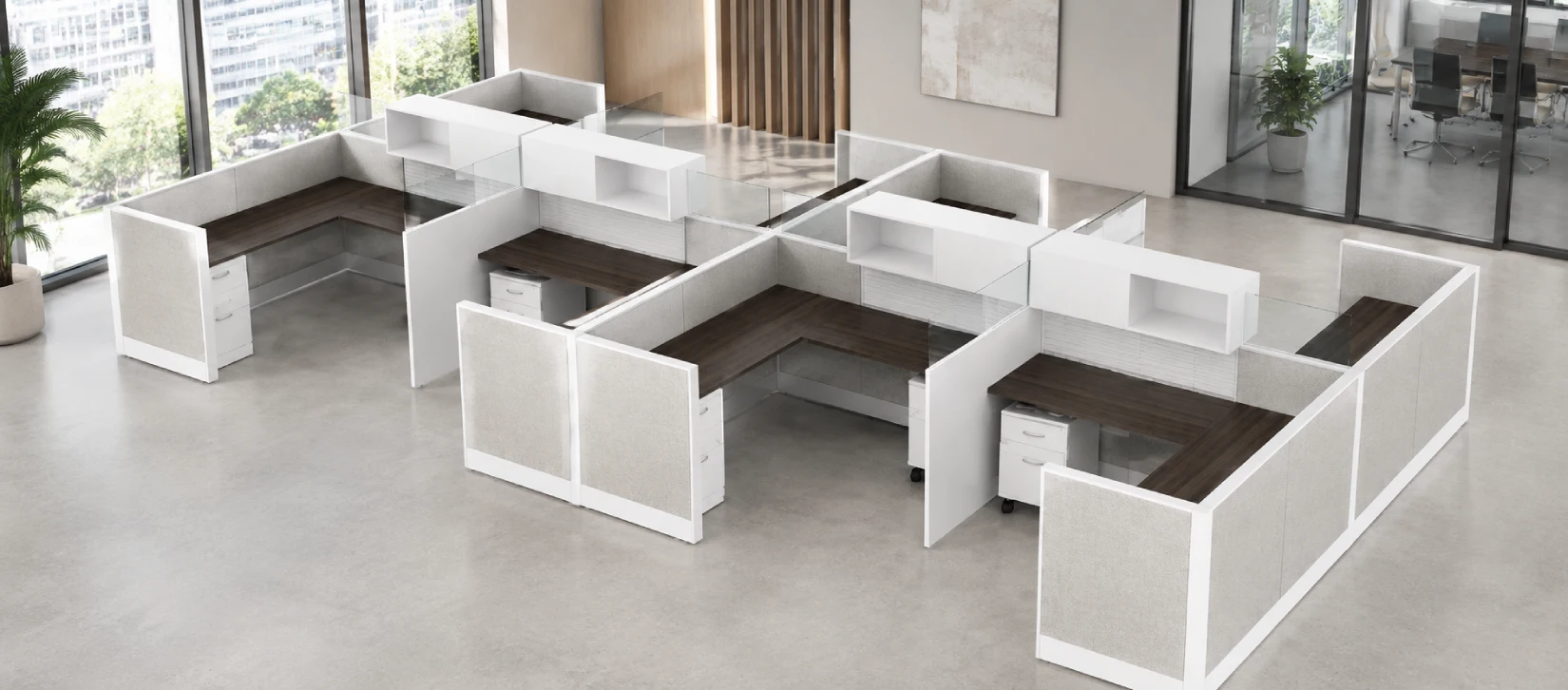 8 Person Semi Private 6x6 Cubicle with Closed Upper Storage