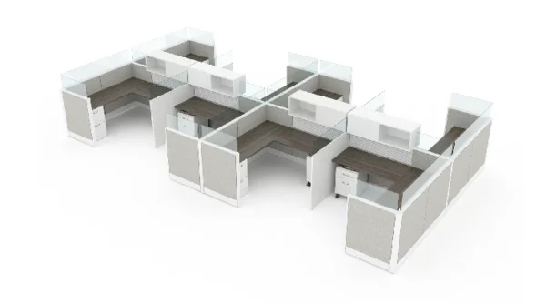 8 Person Semi Private 6x6 Cubicle with Closed Upper Storage-typ1