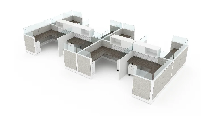 8 Person Semi Private 6x6 Cubicle with Closed Upper Storage-typ1