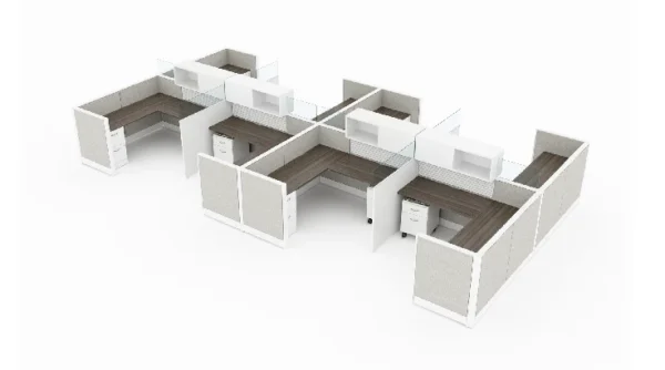 8 Person Semi Private 6x6 Cubicle with Closed Upper Storage-typ1