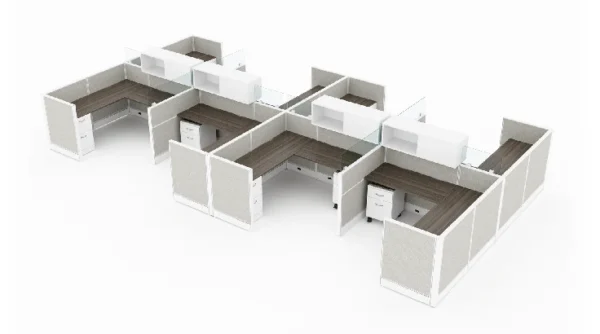 8 Person Semi Private 6x6 Cubicle with Closed Upper Storage-typ1