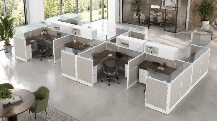 Modern 8 Person Semi Private 6x6 Cubicle with Closed Upper Storage room view