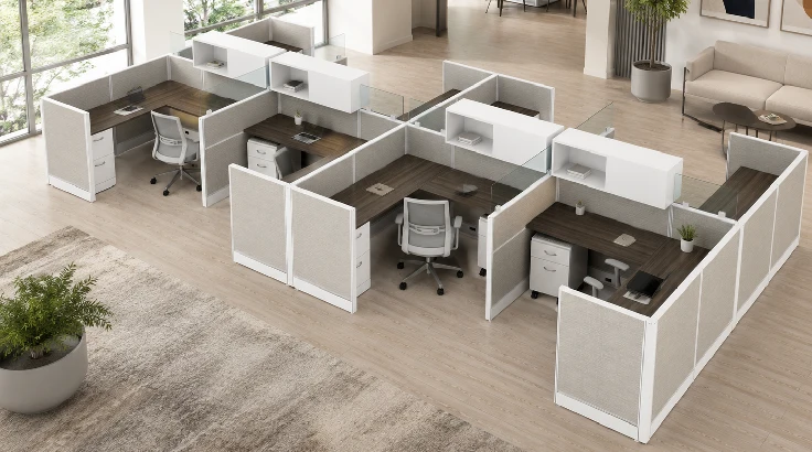 8 Person Semi Private 6x6 Cubicle with Closed Upper Storage room view