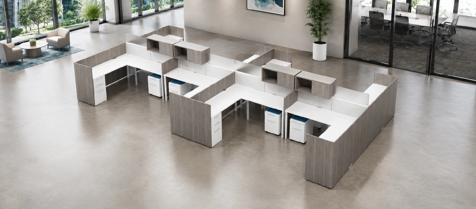 8 Person Semi Private 6x8 Cubicle with Closed Upper Storage