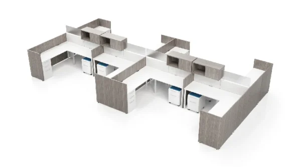 8 Person Semi Private 6x8 Cubicle with Closed Upper Storage-typ1