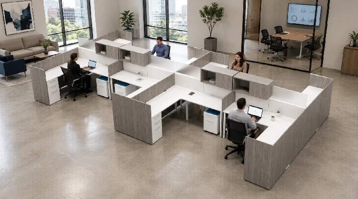 8 Person Semi Private 6x8 Cubicle with Closed Upper Storage room view