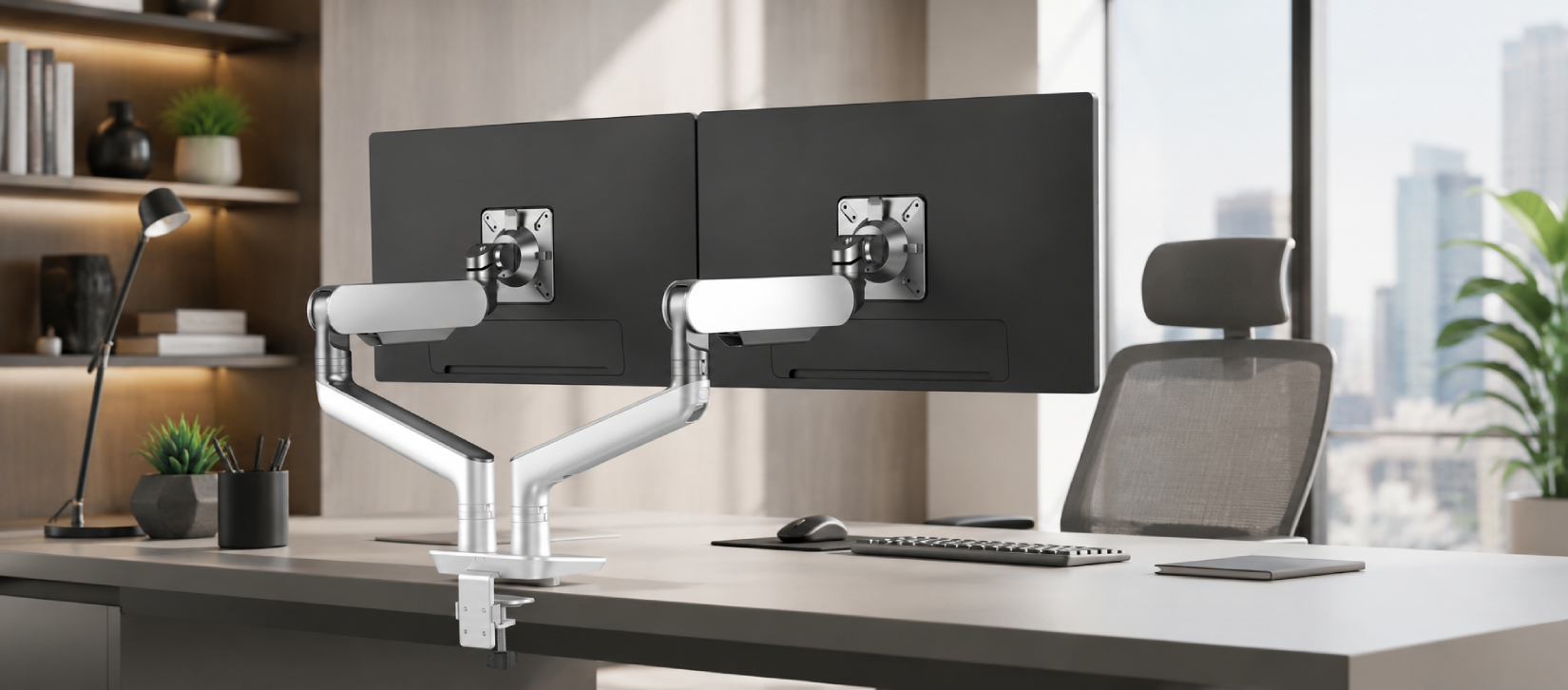Base Mount Dual Monitor Arm-banner