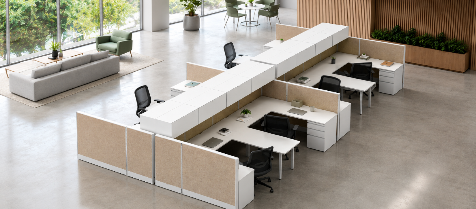 Collaborative 6' x 6' with High Privacy Walls and Storage-banner